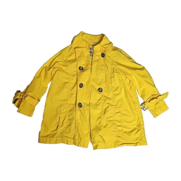 Michael Kors Yellow Short Trench Coat Women's Sz Small Petite No Belt Boho Bold - Picture 11 of 12